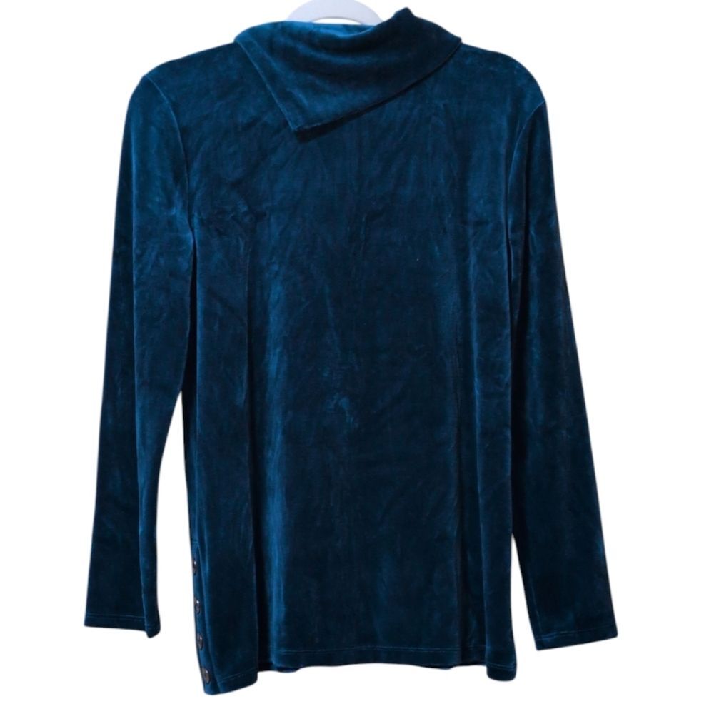 NWT Talbots Velour Velvet Sweater Teal Cotton Long Casual Small - Picture 2 of 7